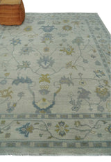 Beige And Silver Traditional Oushak Wool Hand knotted Wool area Rug