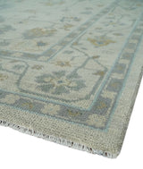 Beige And Silver Traditional Oushak Wool Hand knotted Wool area Rug