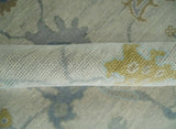 Beige And Silver Traditional Oushak Wool Hand knotted Wool area Rug