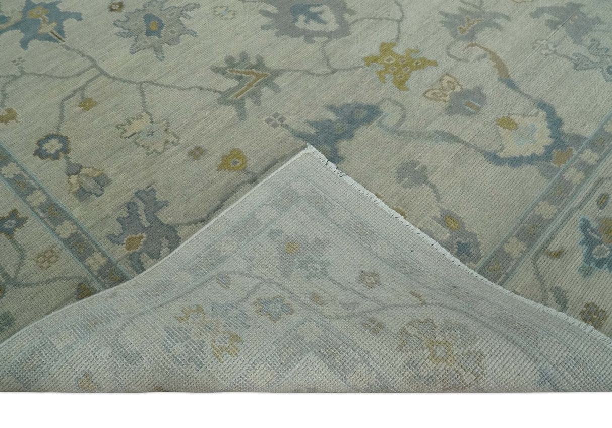 Beige And Silver Traditional Oushak Wool Hand knotted Wool area Rug
