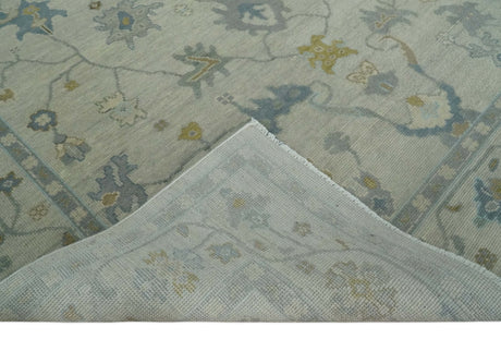 Beige And Silver Traditional Oushak Wool Hand knotted Wool area Rug