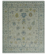 Beige And Silver Traditional Oushak Wool Hand knotted Wool area Rug