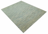 Beige and Teal 8x10 Modern stripes Design Hand Tufted wool area rug