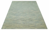 Beige and Teal 8x10 Modern stripes Design Hand Tufted wool area rug