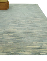 Beige and Teal 8x10 Modern stripes Design Hand Tufted wool area rug