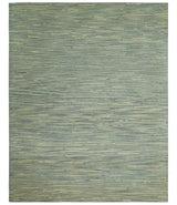 Beige and Teal 8x10 Modern stripes Design Hand Tufted wool area rug