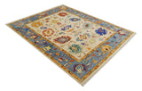 Beige, Blue and Brown Traditional Oushak Hand Knotted Custom made Wool Area Rug