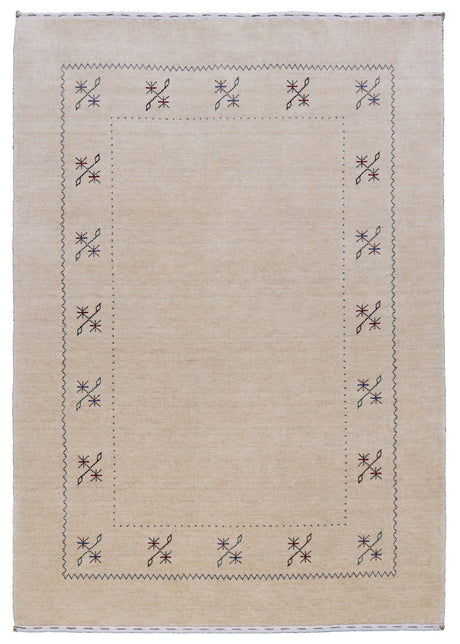 Beige Border Design Hand Loomed Wool Area Rug