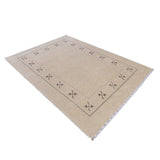 Beige Border Design Hand Loomed Wool Area Rug