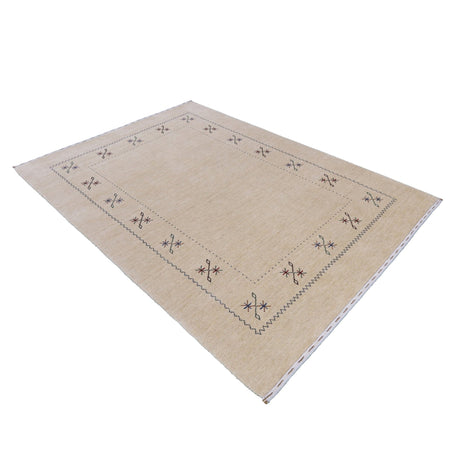 Beige Border Design Hand Loomed Wool Area Rug