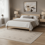 Beige Border Design Hand Loomed Wool Area Rug