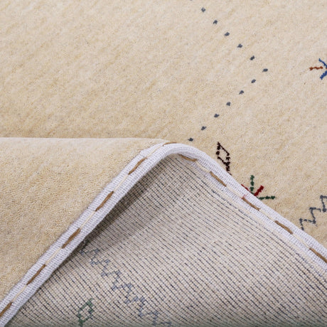 Beige Border Design Hand Loomed Wool Area Rug