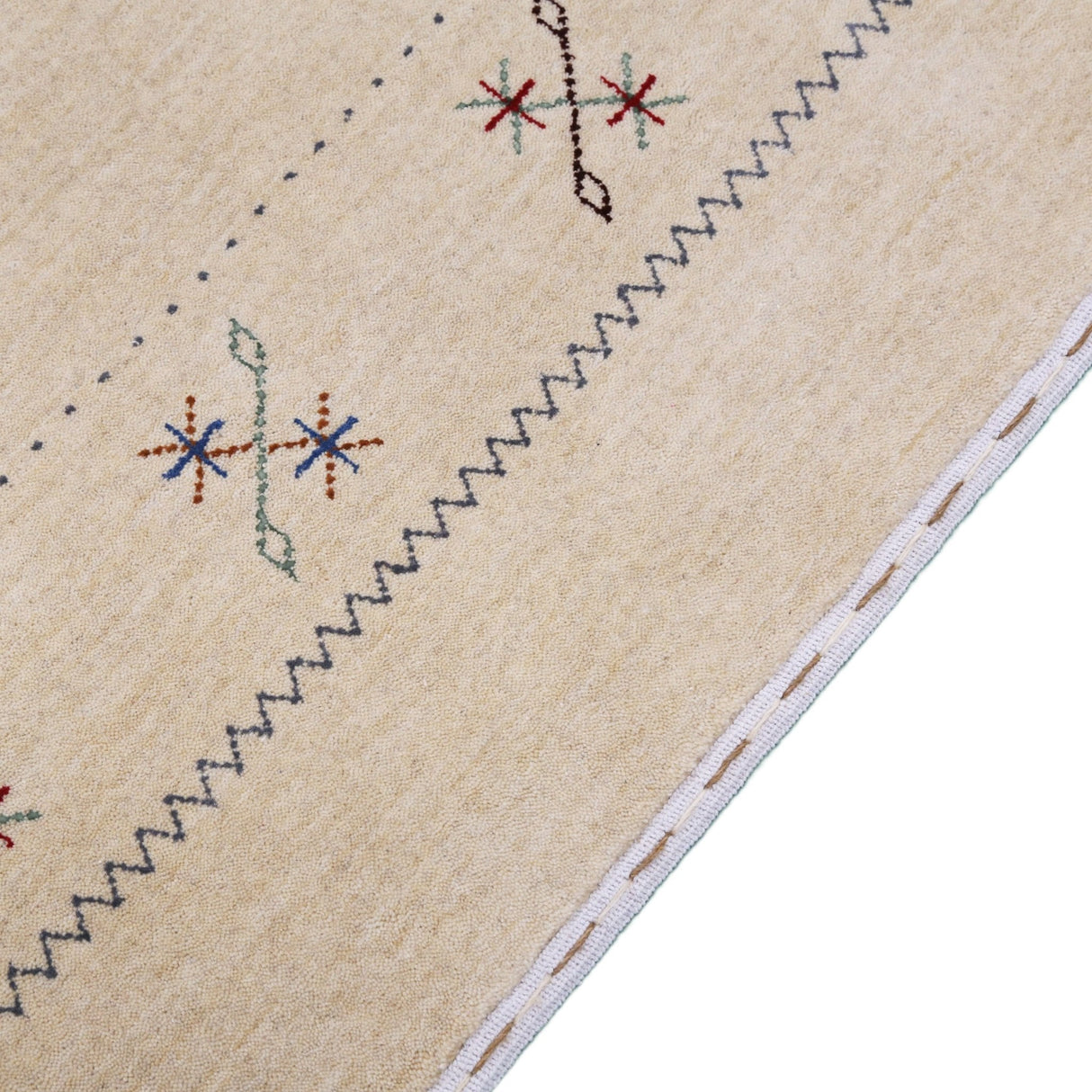 Beige Border Design Hand Loomed Wool Area Rug