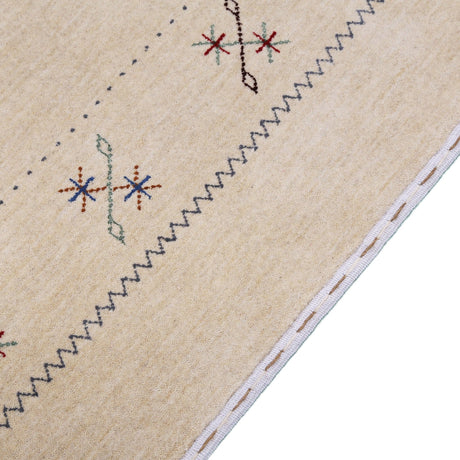 Beige Border Design Hand Loomed Wool Area Rug