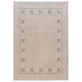 Beige Border Design Hand Loomed Wool Area Rug