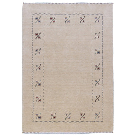 Beige Border Design Hand Loomed Wool Area Rug