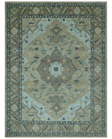 Beige, Brown and Silver Hand Knotted Traditional Multi size wool Area Rug