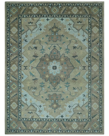 Beige, Brown and Silver Hand Knotted Traditional Multi size wool Area Rug