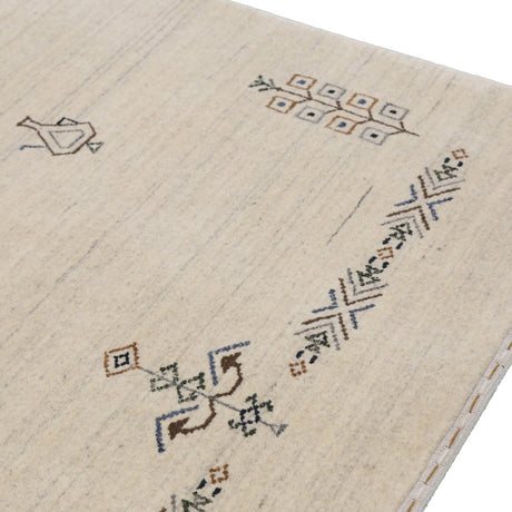 Beige Center Medallion Design Hand Loomed Wool Area Rug
