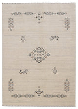 Beige Center Medallion Design Hand Loomed Wool Area Rug