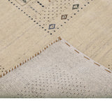 Beige Center Pattern Design Hand Loomed Wool Area Rug