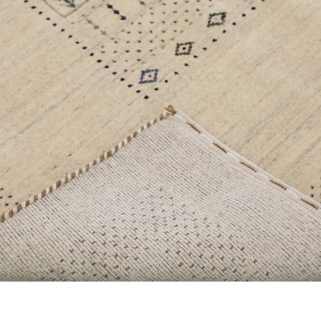 Beige Center Pattern Design Hand Loomed Wool Area Rug