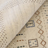 Beige Center Pattern Design Hand Loomed Wool Area Rug