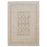 Beige Center Pattern Design Hand Loomed Wool Area Rug
