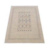 Beige Center Pattern Design Hand Loomed Wool Area Rug