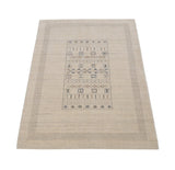 Beige Center Pattern Design Hand Loomed Wool Area Rug