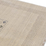 Beige Center Pattern Design Hand Loomed Wool Area Rug