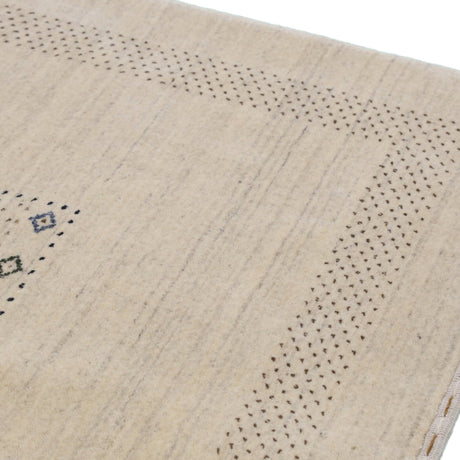 Beige Center Pattern Design Hand Loomed Wool Area Rug
