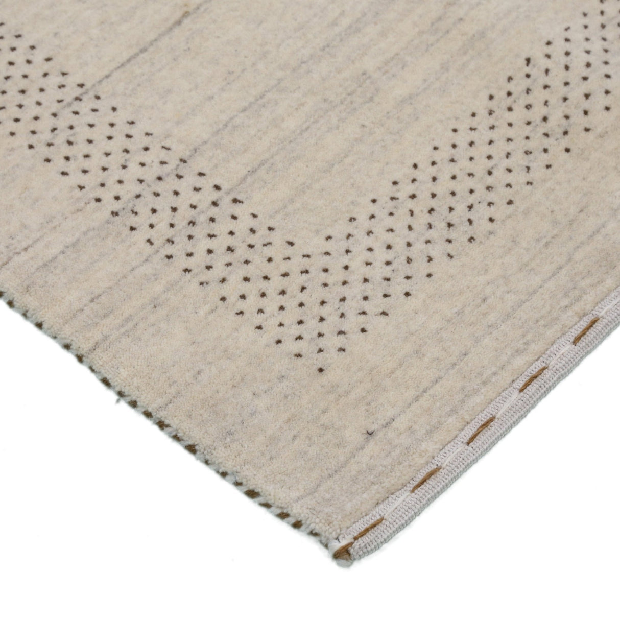 Beige Center Pattern Design Hand Loomed Wool Area Rug