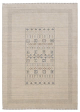Beige Center Pattern Design Hand Loomed Wool Area Rug