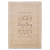 Beige Center Pattern Hand Loomed Wool Area Rug