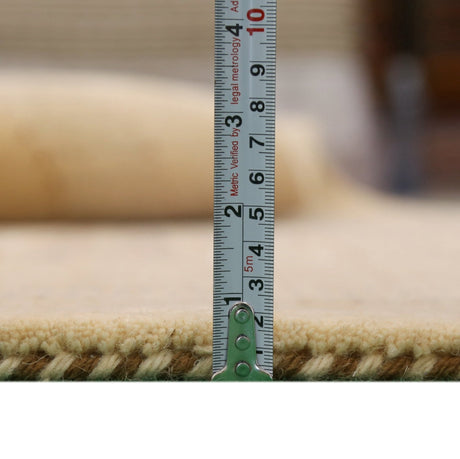 Beige Center Pattern Hand Loomed Wool Area Rug