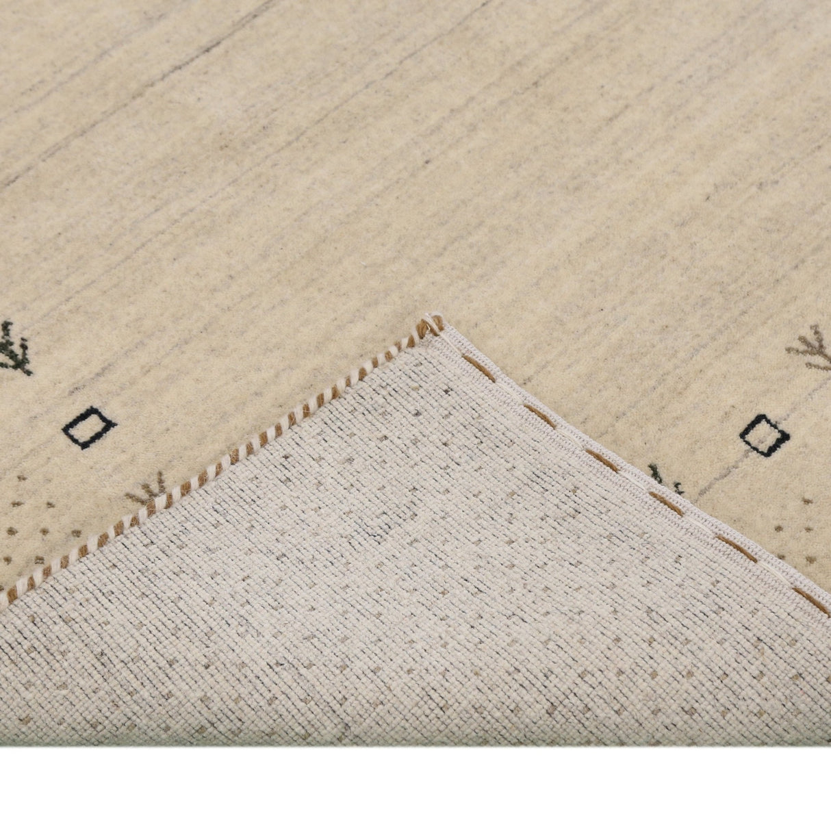 Beige Contemporary Gabbeh Border Design Hand Loomed Wool Rug