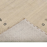 Beige Contemporary Gabbeh Border Design Hand Loomed Wool Rug