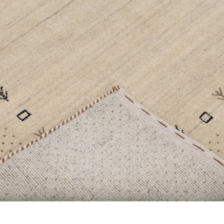 Beige Contemporary Gabbeh Border Design Hand Loomed Wool Rug