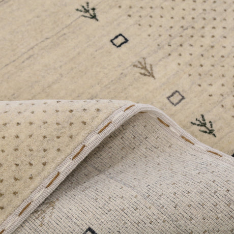 Beige Contemporary Gabbeh Border Design Hand Loomed Wool Rug