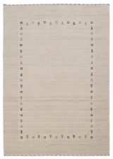 Beige Contemporary Gabbeh Border Design Hand Loomed Wool Rug