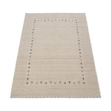 Beige Contemporary Gabbeh Border Design Hand Loomed Wool Rug