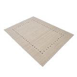Beige Contemporary Gabbeh Border Design Hand Loomed Wool Rug