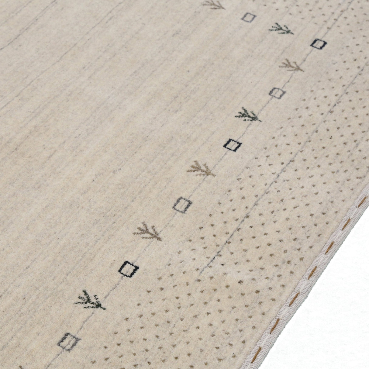 Beige Contemporary Gabbeh Border Design Hand Loomed Wool Rug