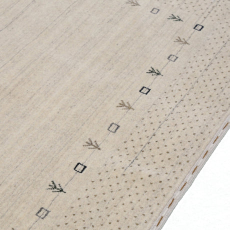 Beige Contemporary Gabbeh Border Design Hand Loomed Wool Rug