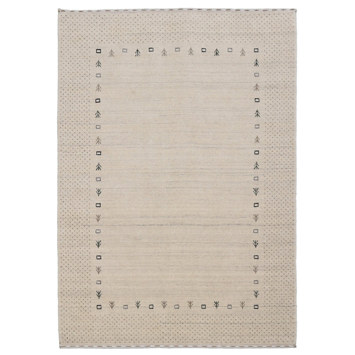 Beige Contemporary Gabbeh Border Design Hand Loomed Wool Rug