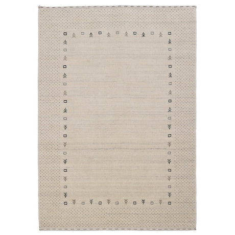Beige Contemporary Gabbeh Border Design Hand Loomed Wool Rug