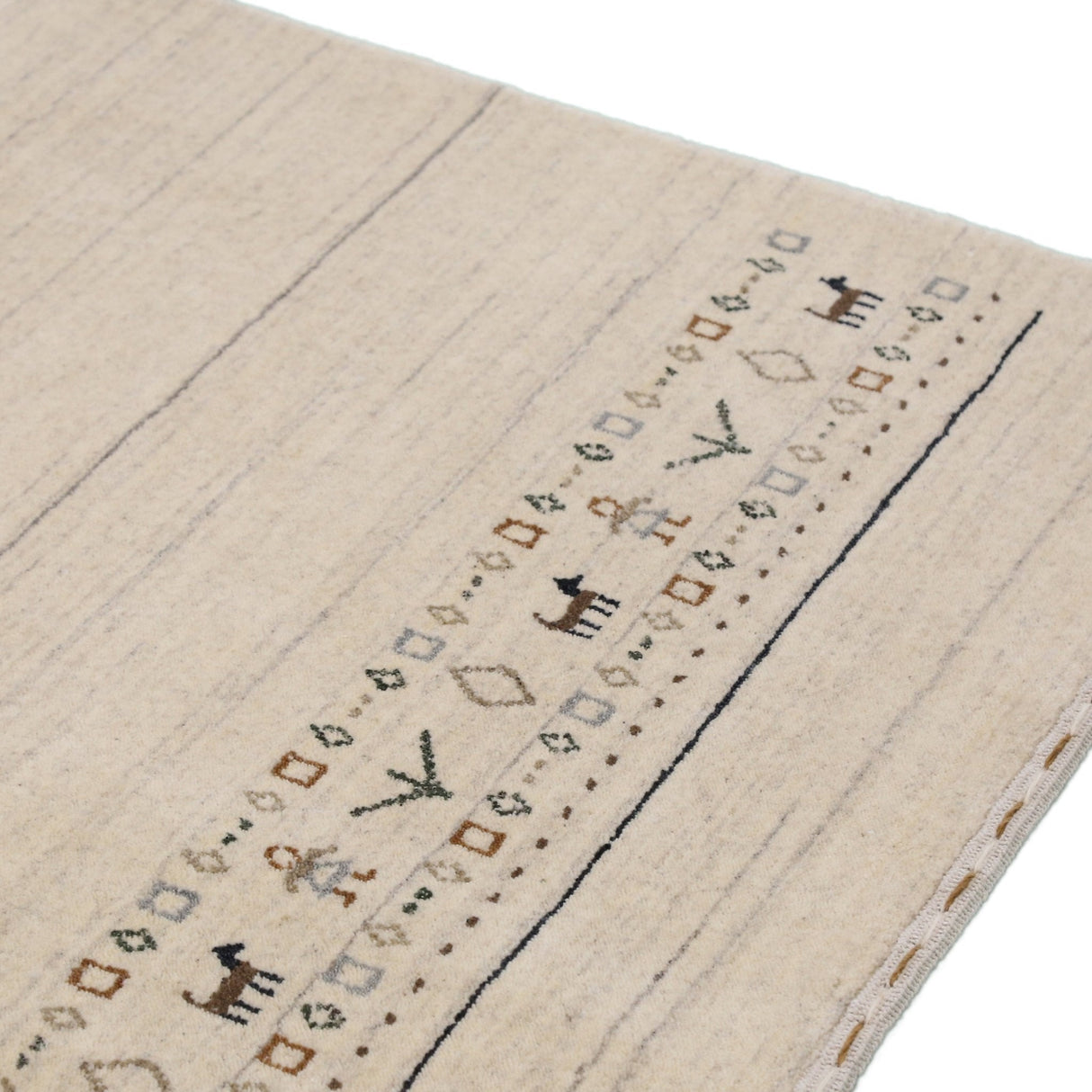 Beige Contemporary Pattern Hand Loomed Wool Area Rug