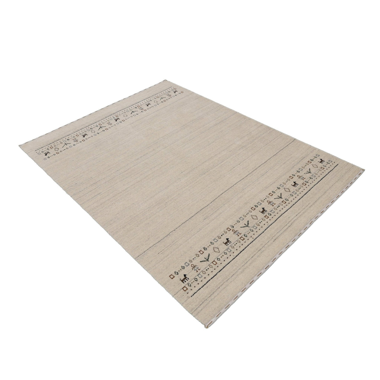 Beige Contemporary Pattern Hand Loomed Wool Area Rug