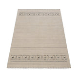 Beige Contemporary Pattern Hand Loomed Wool Area Rug